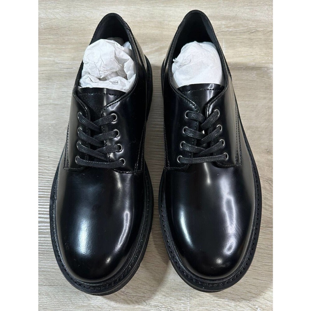 NWB AllSaints Mens 9M Black Mersey Shoe Leather Drawstring, MINOR SPOT SEE PIC